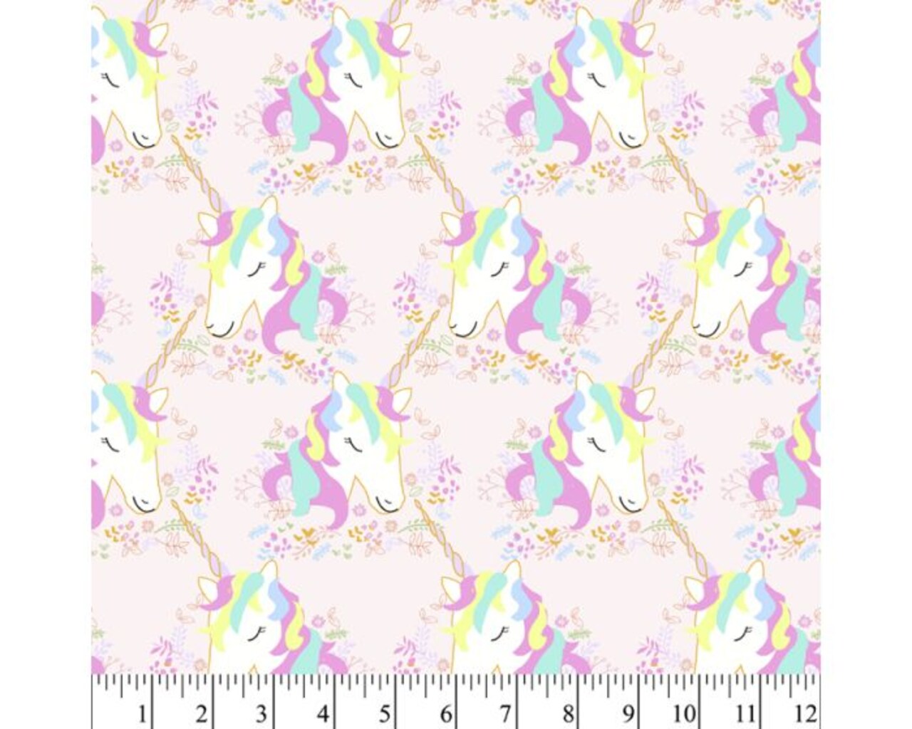 Unicorns Flowers Cotton Fabric | By the Yard | Sewing and Crafting | 44 inches wide